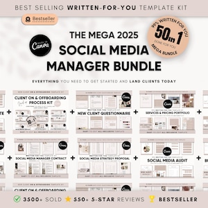 New & Improved 2025 Social Media Manager 50-in-1 Bundle | Social Media Manager Bundle | Social Media Manager Templates | Social Media Agency