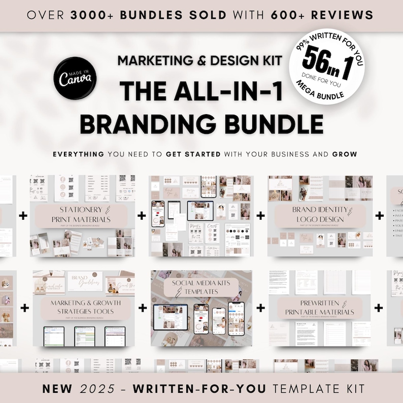 Canva Business Branding Template Kit: Logo, Social Media, Marketing (Digital Download) immagine 1