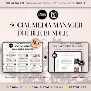 Social Media Manager | Canva & Notion Client Portal Templates - Digital Download