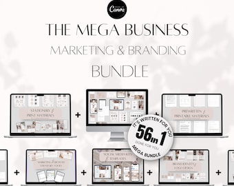 Mega Business Branding Template Bundle: Logo, Social Media, Marketing (Canva Editable, Digital Download)