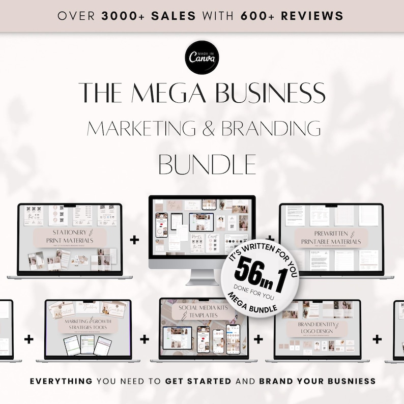 Mega Business Branding Template Bundle: Logo, Social Media, Marketing (Canva Editable, Digital Download) image 1