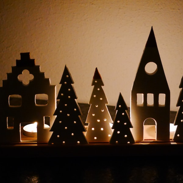 Village of lights, light house, light houses, Christmas village, Christmas decoration, light object, candle decoration, window decoration, gift