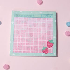 Strawberry Window Sticky Notes Pad - Kawaii Stationary