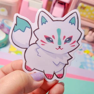 Kawaii Chibi Kitsune - 3&quot; Glossy Vinyl Sticker