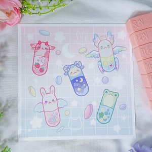 Kawaii Medication Holographic 8&quot;x 8&quot; Print