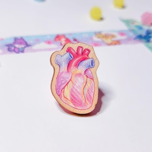 Anatomical Heart 1&quot; Wooden Pin