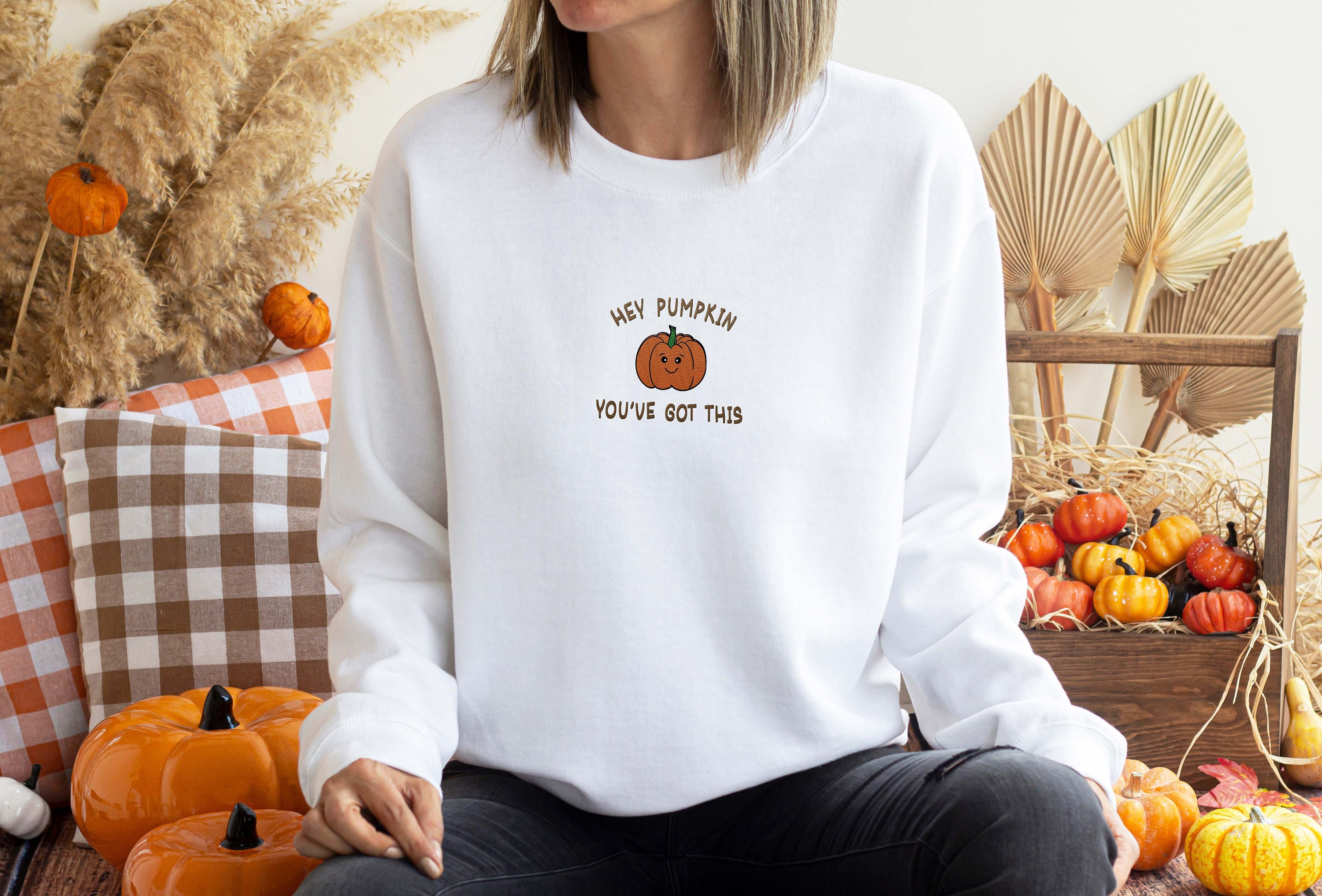 Hey Pumpkin You've Got This Embroidered Fall Sweater - Etsy