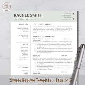 Resume Template for Word | CV Template | Microsoft Word | Simple | Easy to Edit | Curriculum Vitae | Professional | Instant Download | UK