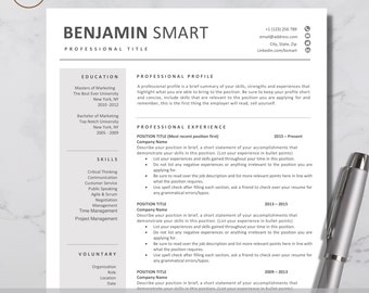 CV-mall för Word | CV-mall | Microsoft Word | Enkel | Lätt att redigera | Curriculum Vitae | Professionell | Direktnedladdning | Storbritannien