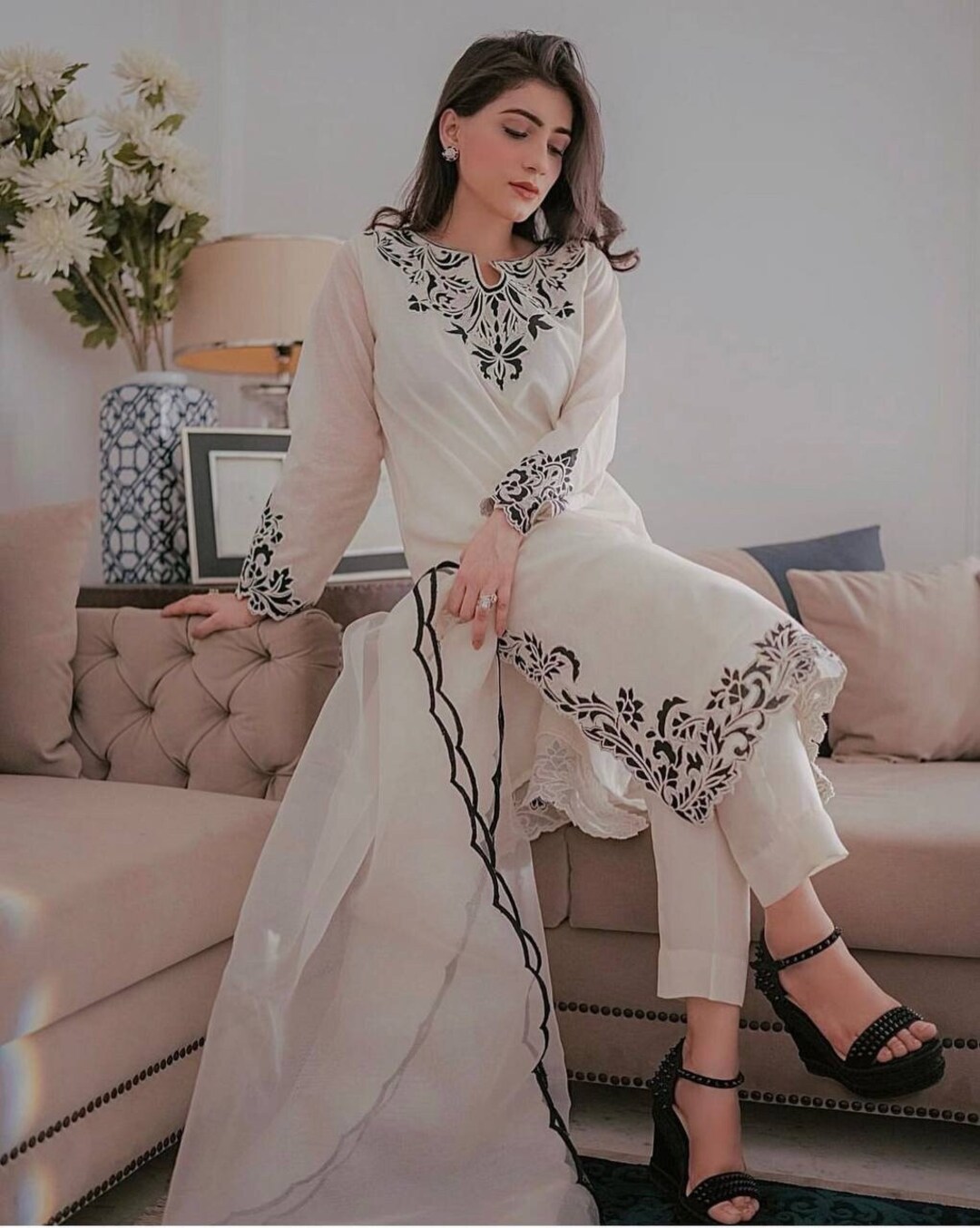 White printed rayon pakistani-kurtis - ASHWATH - 3706613