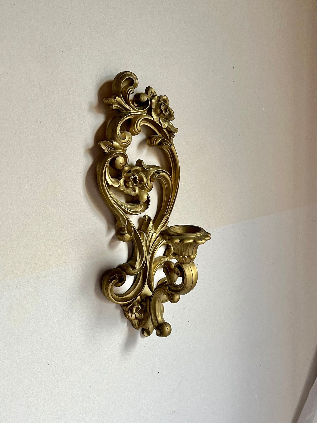 Vintage Homco Floral Candelabra Wall Sconce Etsy