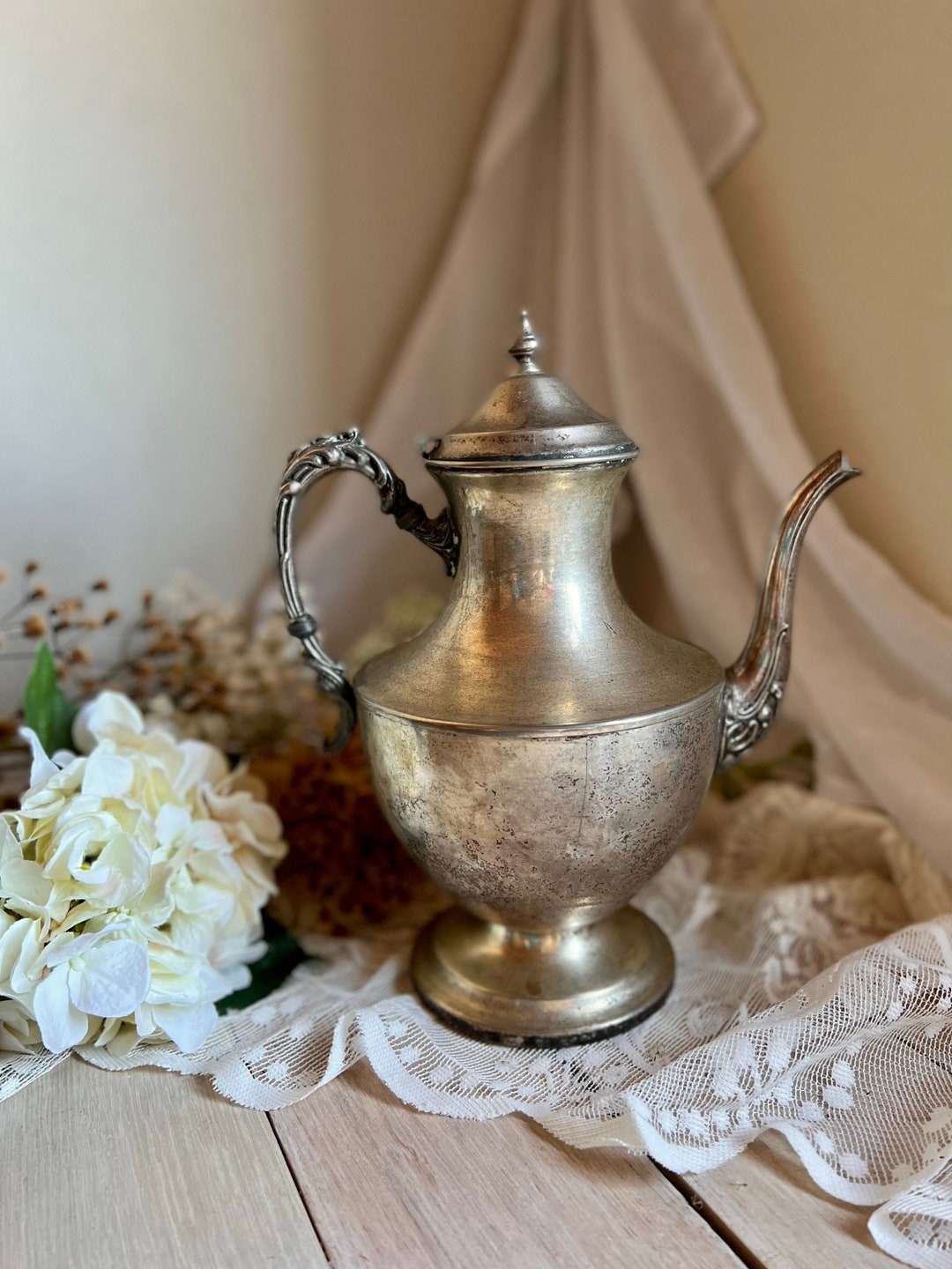 Vintage Silver on Copper Teapot Etsy