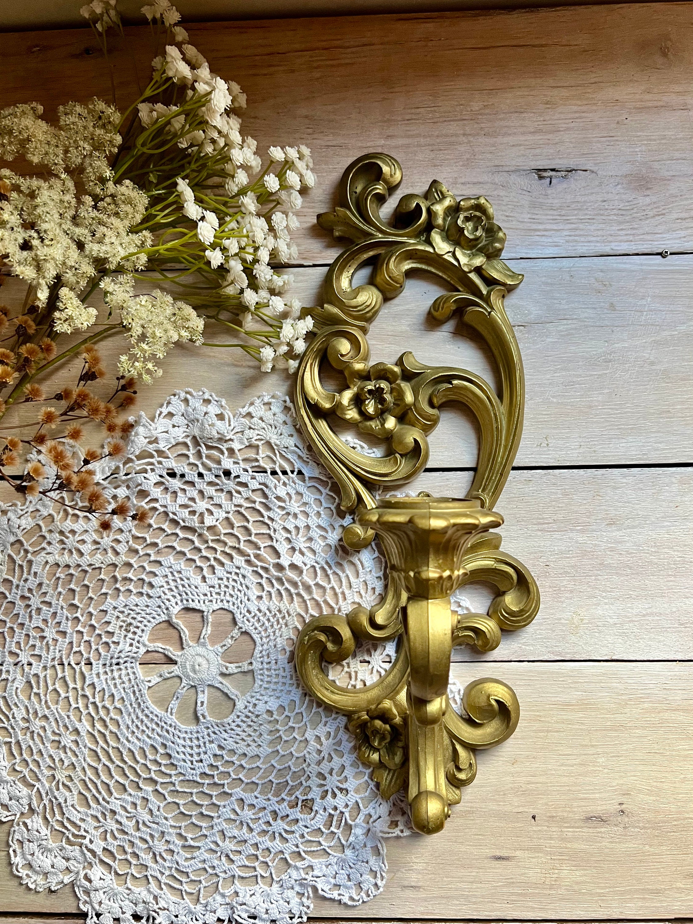 Vintage Homco Floral Candelabra Wall Sconce Etsy