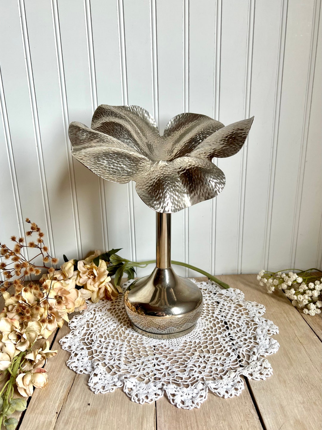 Vintage Silver Plate Flower Candle Holder/vase Etsy