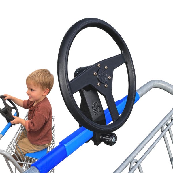 Kids shopping cart steering wheel for handle bar secure bolt on real hardware