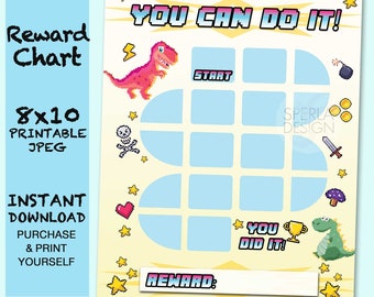 Gamer Reward Chart, Dinosaur Reward Chart, Printable Reward Chart, Dino Reward Chart, Kids Chore Chart, Sticker Chart,
