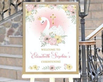 Swan Princess Welcome Sign, Swan Princess Baptism Poster, Communion Swan Princess, Swan Princess Confirmation Sign, Swan Princess Sign