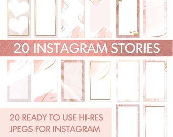 Instagram Story Templates - Instagram Stories, Instagram Stories, Glitter, Rose gold, Blush pink, Gold, Marble, Glam, Modern, Abstract