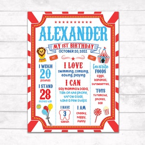 Circus Milestone Board, 1st Birthday Circus Chalk Board, 1st Birthday Carnival Banner, Carnival Poster, Circus Theme Birthday, DIGITAL