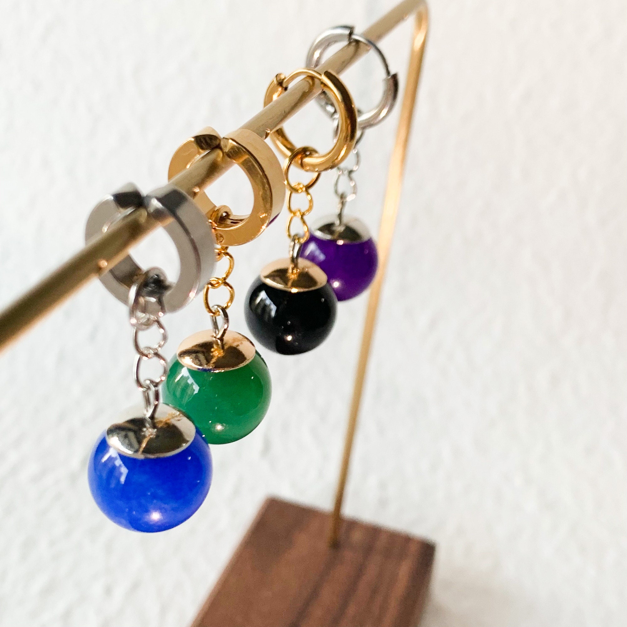 New Super Vegetto Potara Earrings Green And Yellow Bead Dangle Ear