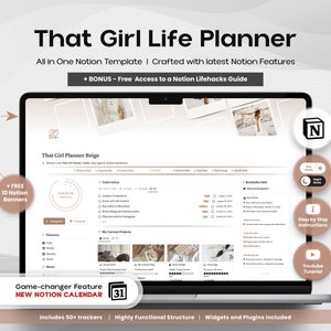 Notion Template Advanced Life Planner That Girl Planner All in One Notion Dashboard Ultimate Notion Calendar ADHD Personal Extended Planner