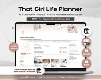 Notion Template Advanced Life Planner That Girl Planner All in One Notion Dashboard Ultimate Notion Calendar ADHD Personal Extended Planner