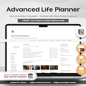 Notion Template Advanced Life Planner All in One Notion Dashboard Ultimate Notion Calendar ADHD Personal Extended Planner