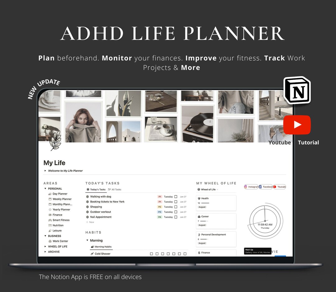 Notion Template Adhd Planner Advanced Notion Calendar Life Etsy