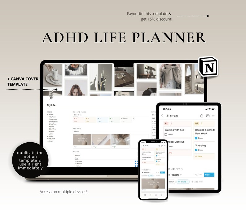 Adhd Digital Planner Advanced Notion Template Life Planner Etsy