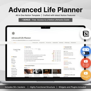 Notion Template Advanced Life Planner All in One Notion Dashboard Ultimate Notion Calendar ADHD Personal Extended Planner