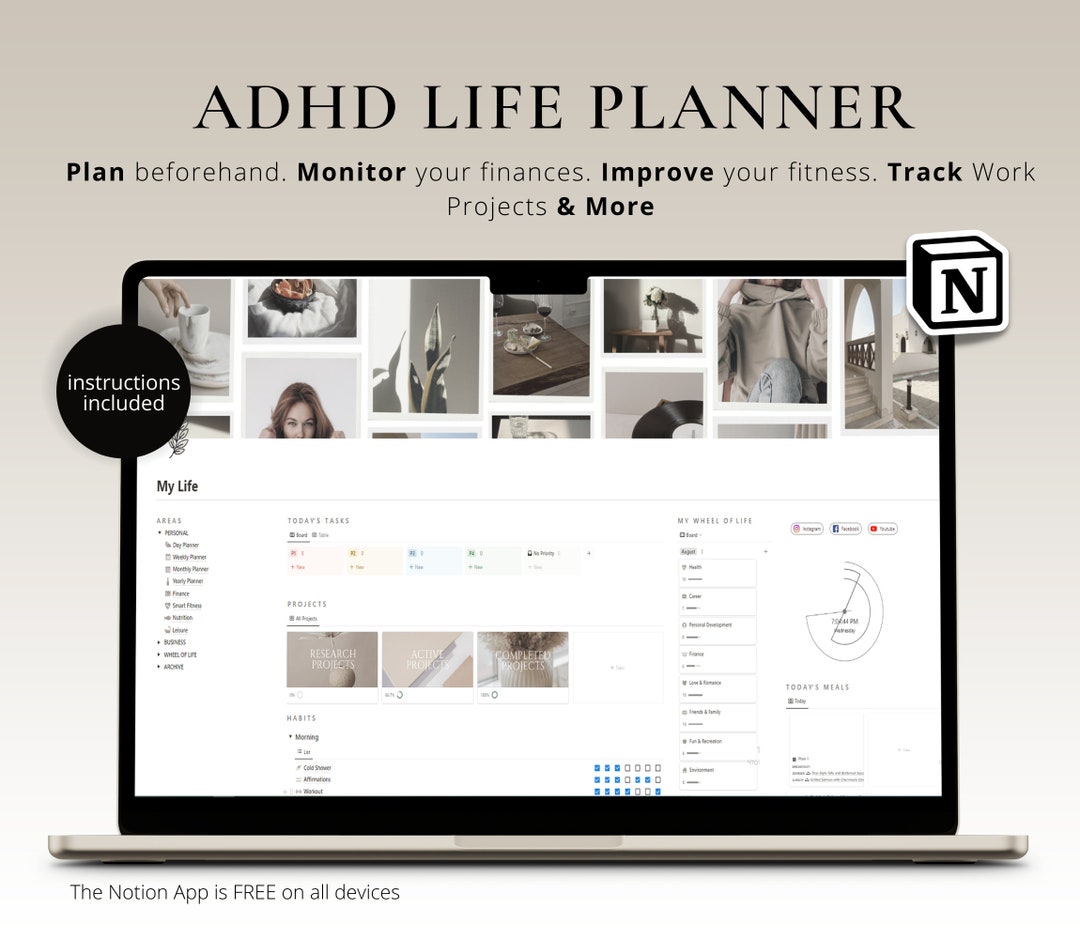 Adhd Digital Planner Advanced Notion Template Life Planner Etsy