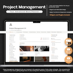 Notion Template Project Management Planner Notion Dashboard Tasks Progress Bullet Journal