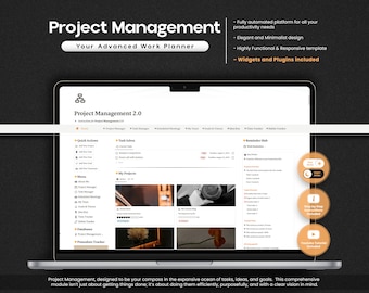 Notion Template Project Management Planner Notion Dashboard Tasks Progress Bullet Journal