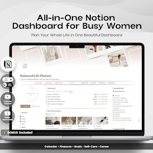 Life Planner Notion Template for Busy Women | Personal + Work Organizer | Aesthetic Dashboard | Calendar, Goals, Finance Tracker