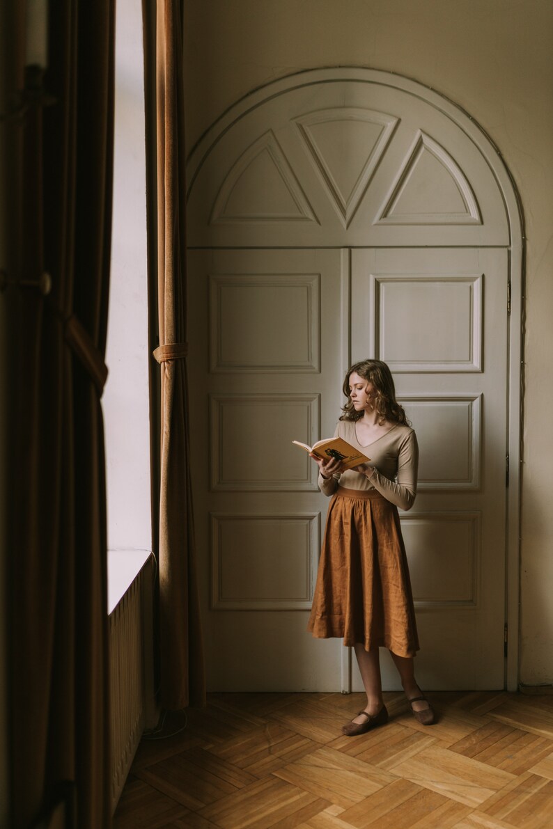 100 Linen Caramel Skirt heidi Modest Skirt Anne of Green Gables