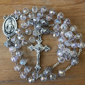 Miraculous Medal rosary • Large rosary • 8mm glass bead rosary • Traditional rosary