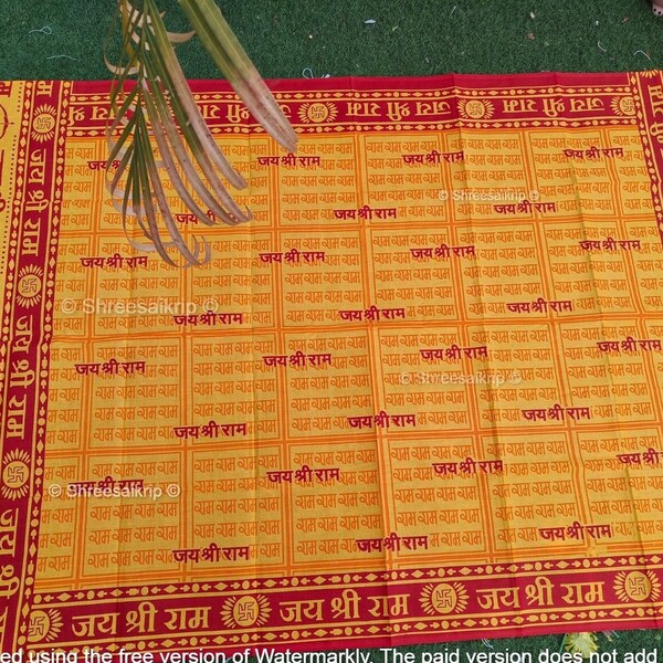 Shree Ram Printed Traditional Puja Large Gamcha Stole- Perfect for Devotees Bhajan Gift,Printed Cotton Scarf,Chunri Medition, Yatra Scarf