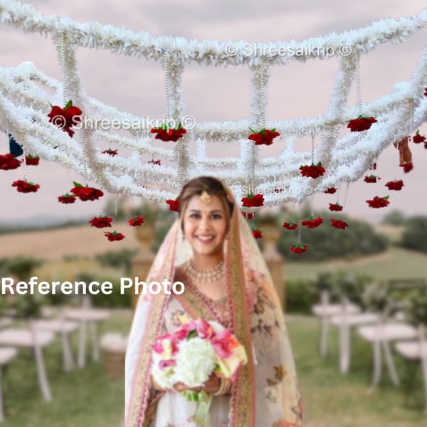 Bridal Canopy, Jasmine And Rose Flower Canopy, Bride Entry Phoolo Ki Chadar, Indian Wedding Floral Canopy,Bridal Chadar,Wedding Accessory