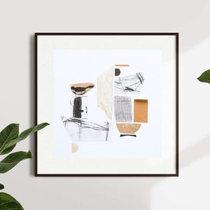 SMALL SPACE DECOR- Small abstract art- abstract painting- small paper art- black and white- abstract geometric art- affordable art- bw art