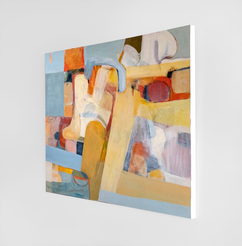 大きな横長抽象画：カラフルな表現主義アート（48x60） - Etsy 日本