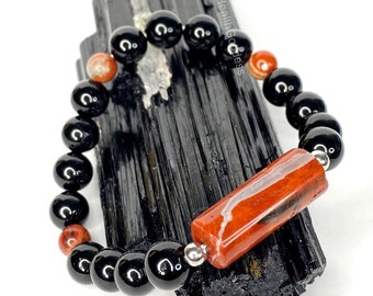 Black Tourmaline Red Jasper Protection Bracelet