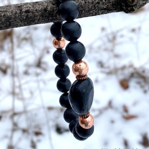 Shungite Bracelet With Genuine Copper Beads 10mm