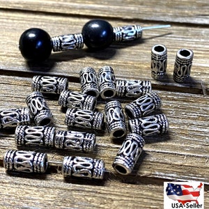 Antique Silver Bali Spacer Beads Tube Column Cylinder Beads