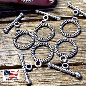 Antique Silver Twisted Circle Toggle Clasps 1-10 Pieces