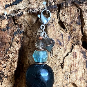 Pet Collar Pendant With Shungite + Fluorite + Smokey Quartz