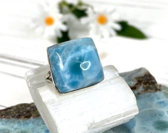 Larimar Ring 925 Sterling Size 5.5