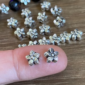 Antique Silver Bali Flower Spacer Beads 6x4mm