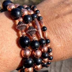 Natural Shungite Bracelet With Genuine Copper Beads Choose Your Design