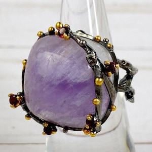 Amethyst Wearable Art Ring 925 Sterling Silver Size 6.75