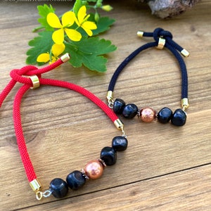 Shungite Nuggets With Genuine Copper Adjustable Bracelet Cotton Rope